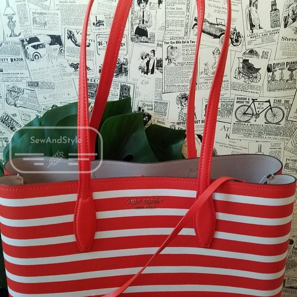 TAMARILLO ALL DAY SAILING STRIPE LARGE TOTE KATE SPADE BRAND NEW OPEN TOTE - Picture 10 of 14